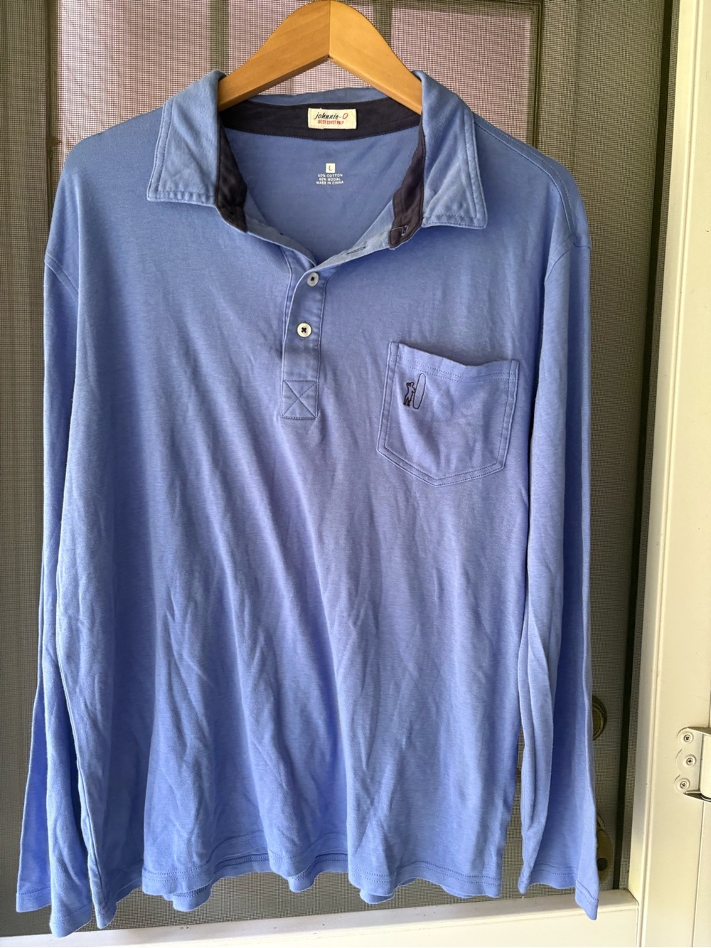 johnnie-O Men's Long Sleeve Polo - Light Blue